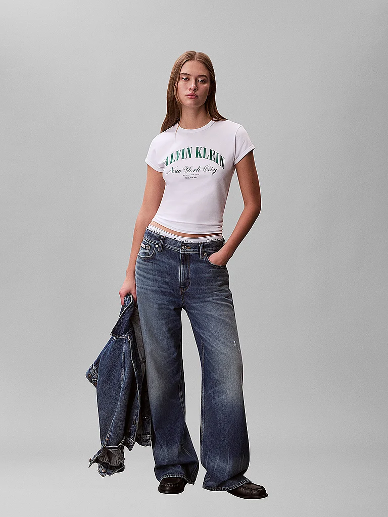 Calvin Klein Jeans T-shirt à Manches Courtes Lv047b224g Bright White S Femme 4